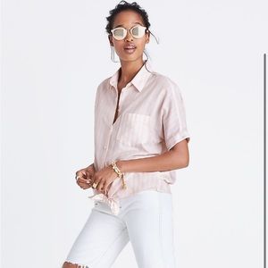 Madewell Pink Stripe Tie Top